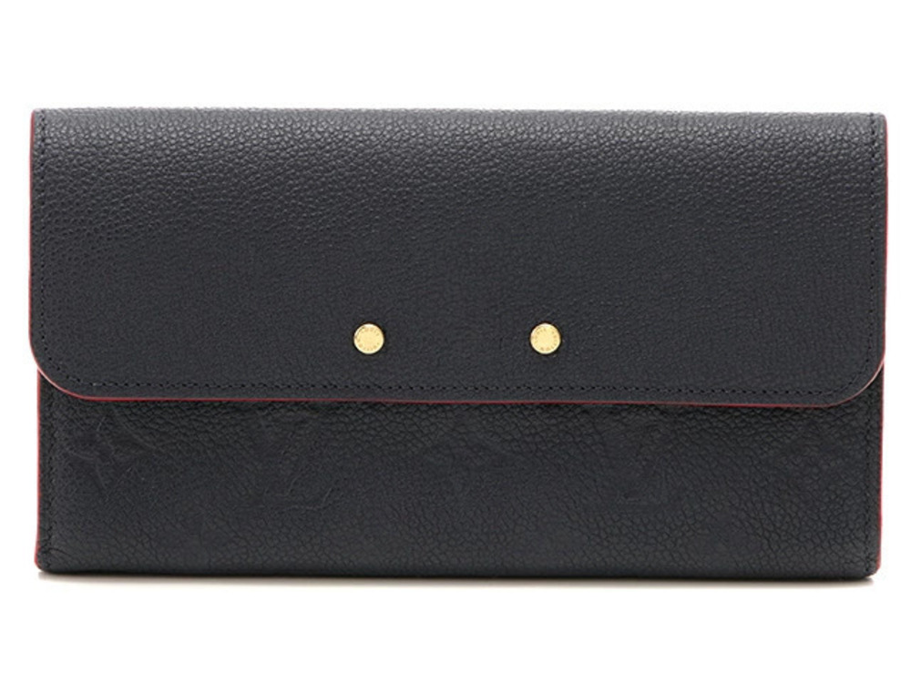 LOUIS VUITTON Portefeuille Pont Neuf Mono Empreinte Marine Blue Rouge Red